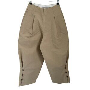 Designer Steampunk Trousers, barrel-leg pants lined beige cotton - Small